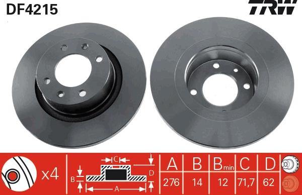 TRW DF4215 - Тормозной диск parts5.com