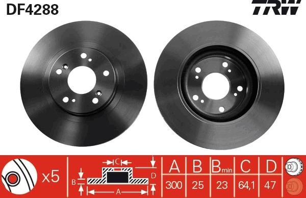 TRW DF4288 - Тормозной диск parts5.com