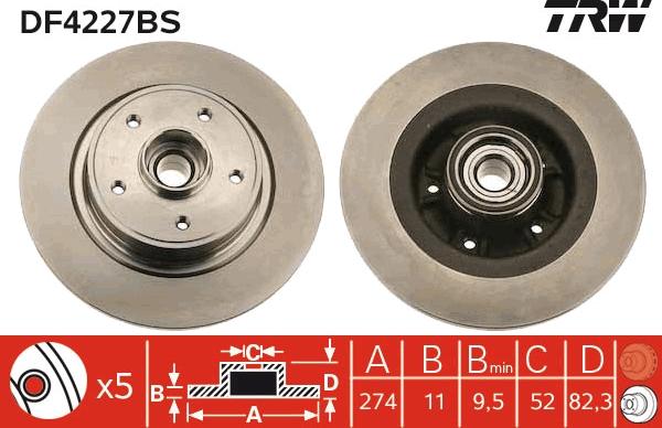 TRW DF4227BS - Тормозной диск parts5.com