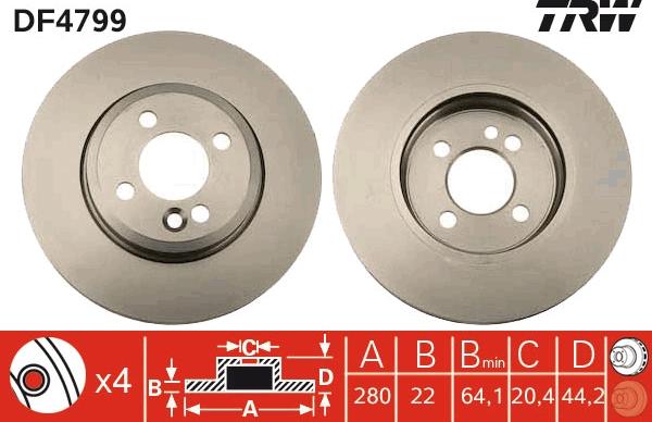 TRW DF4799 - Тормозной диск parts5.com