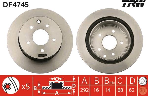 TRW DF4745 - Тормозной диск parts5.com