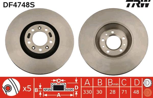 TRW DF4748S - Тормозной диск parts5.com