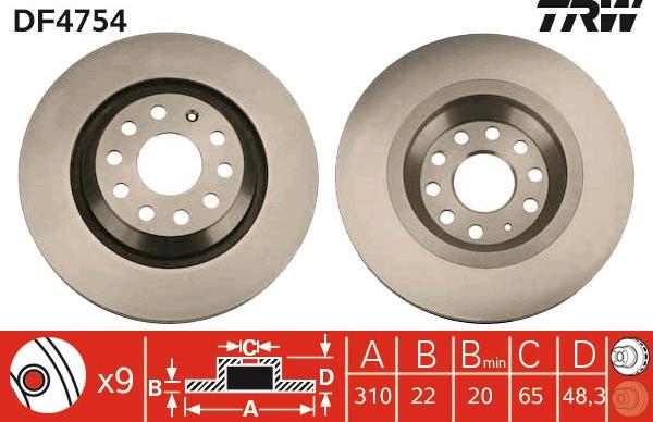 TRW DF4754 - Тормозной диск parts5.com