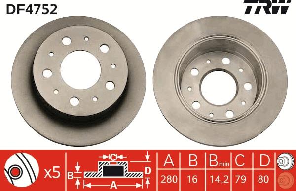 TRW DF4752 - Тормозной диск parts5.com