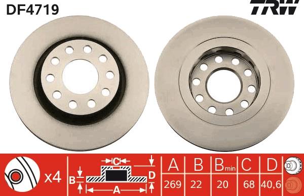 TRW DF4719 - Тормозной диск parts5.com