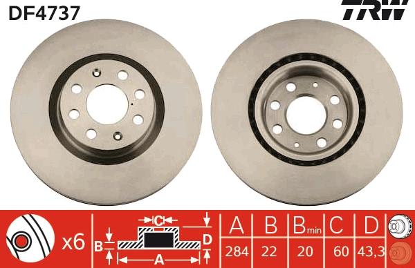 TRW DF4737 - Тормозной диск parts5.com