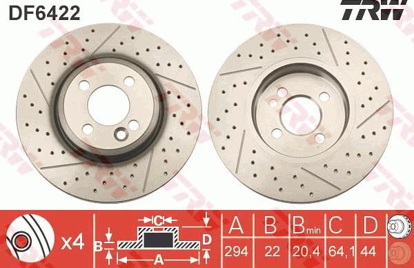 TRW DF6422 - Тормозной диск parts5.com