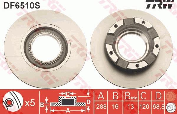 TRW DF6510S - Тормозной диск parts5.com