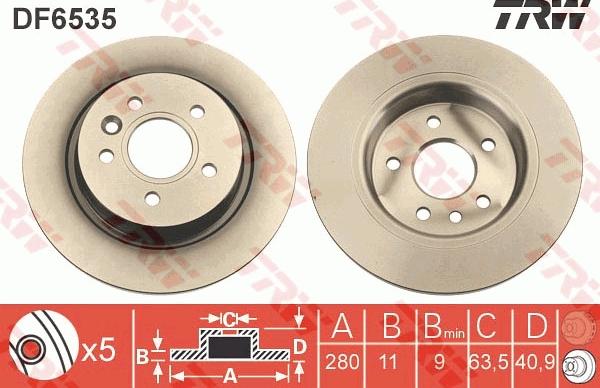 TRW DF6535 - Тормозной диск parts5.com