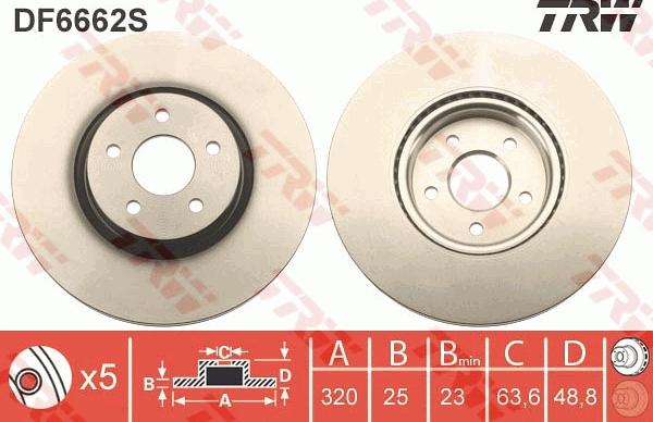 TRW DF6662S - Тормозной диск parts5.com