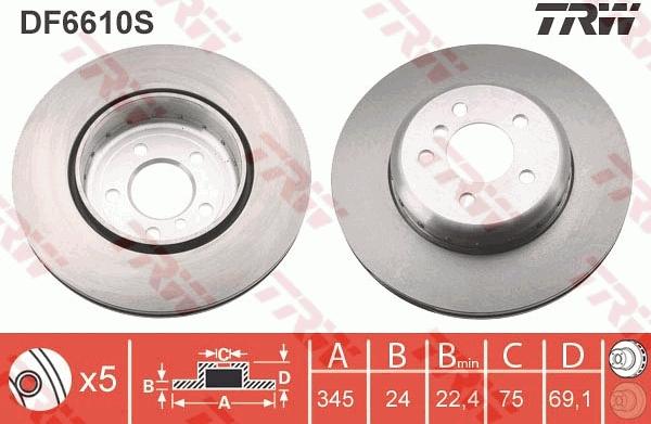 TRW DF6610S - Тормозной диск parts5.com