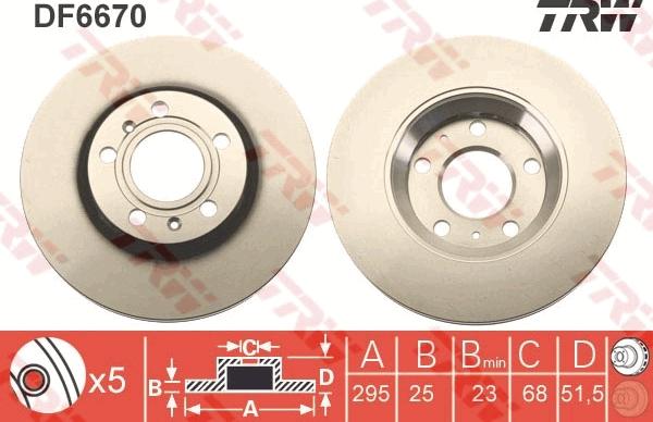 TRW DF6670 - Тормозной диск parts5.com