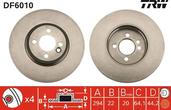 TRW DF6010 - Тормозной диск parts5.com