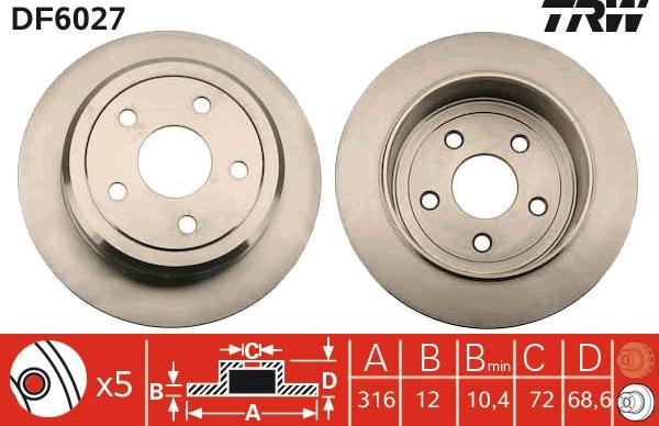 TRW DF6027 - Тормозной диск parts5.com