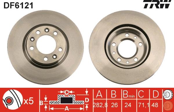 TRW DF6121 - Тормозной диск parts5.com