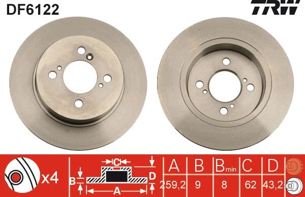 TRW DF6122 - Тормозной диск parts5.com