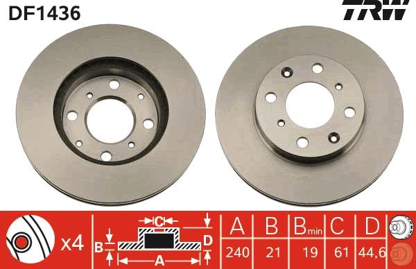 TRW DF1436 - Тормозной диск parts5.com