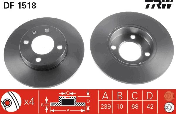 TRW DF1518 - Тормозной диск parts5.com