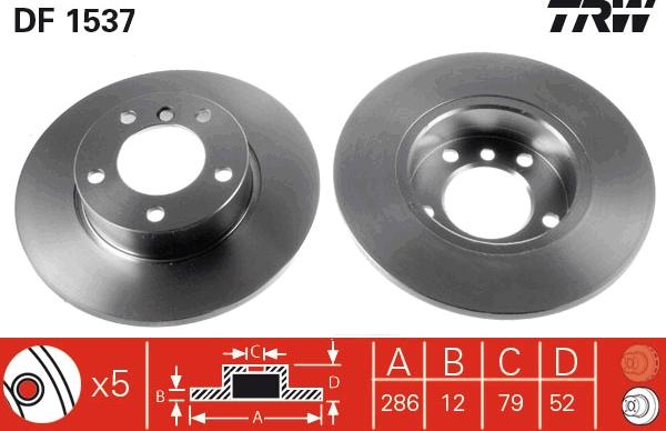 TRW DF1537 - Тормозной диск parts5.com