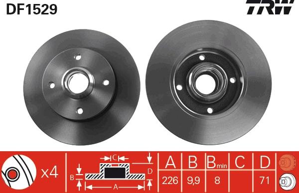 TRW DF1529 - Тормозной диск parts5.com