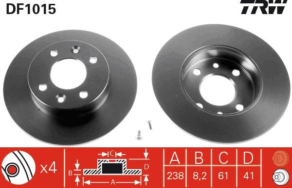 TRW DF1015 - Тормозной диск parts5.com