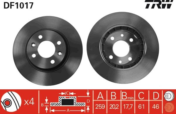 TRW DF1017 - Тормозной диск parts5.com