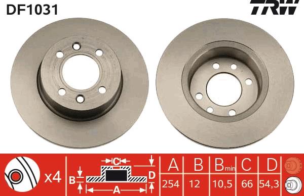 TRW DF1031 - Тормозной диск parts5.com