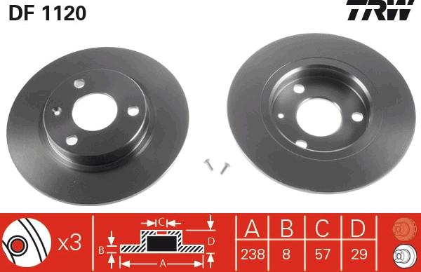 TRW DF1120 - Тормозной диск parts5.com