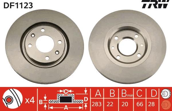 TRW DF1123 - Тормозной диск parts5.com