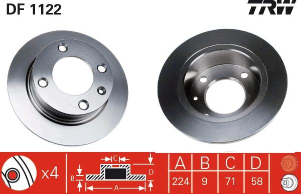 TRW DF1122 - Тормозной диск parts5.com