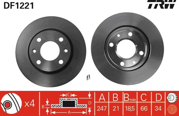 TRW DF1221 - Тормозной диск parts5.com