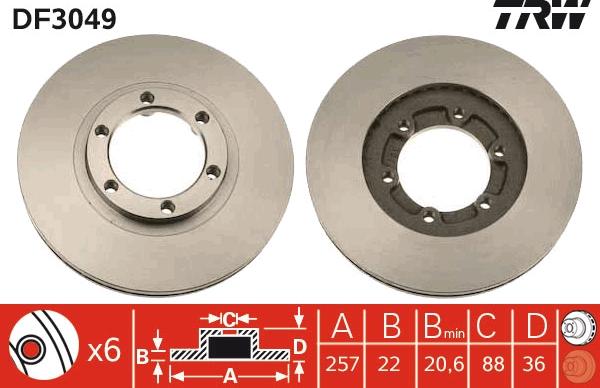 TRW DF3049 - Тормозной диск parts5.com