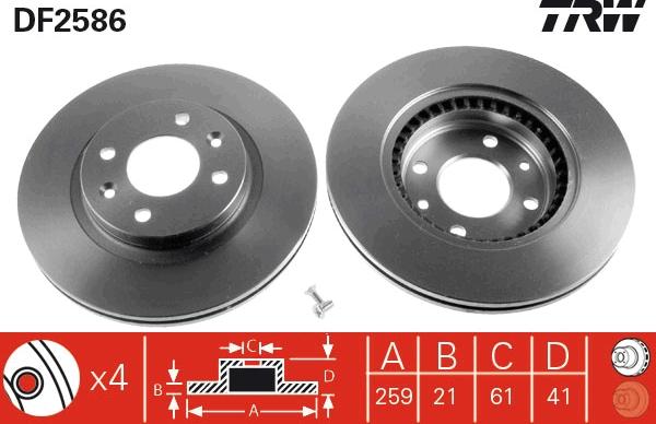 TRW DF2586 - Тормозной диск parts5.com