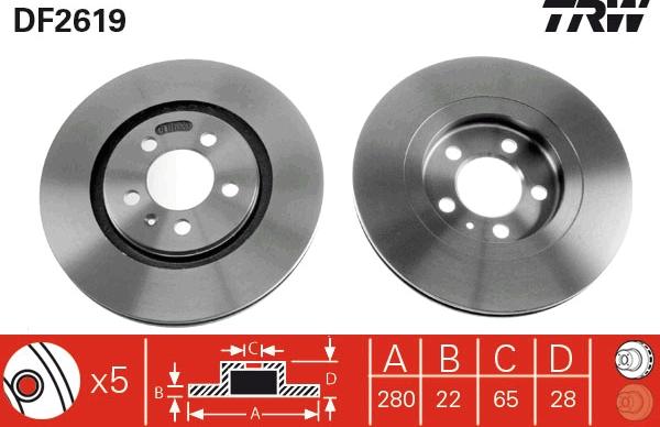 TRW DF2619 - Тормозной диск parts5.com