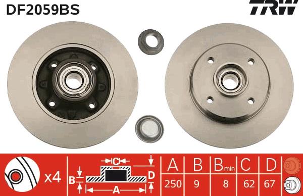 TRW DF2059BS - Тормозной диск parts5.com