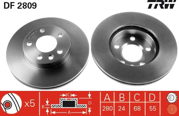 TRW DF2809 - Тормозной диск parts5.com