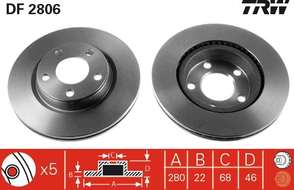 TRW DF2806 - Тормозной диск parts5.com