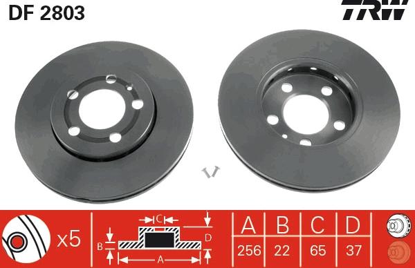 TRW DF2803 - Тормозной диск parts5.com