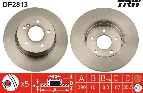 TRW DF2813 - Тормозной диск parts5.com