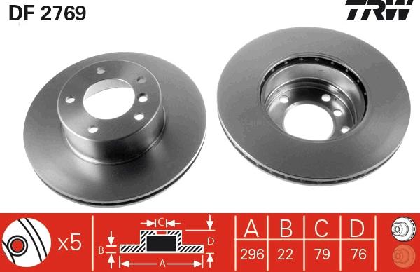 TRW DF2769 - Тормозной диск parts5.com