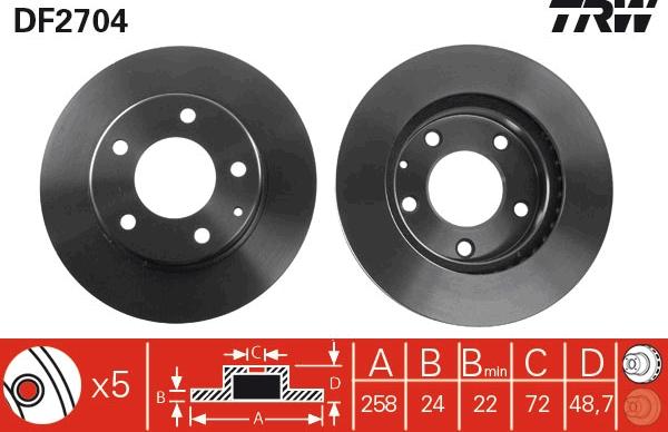 TRW DF2704 - Тормозной диск parts5.com