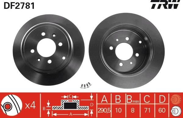 TRW DF2781 - Тормозной диск parts5.com