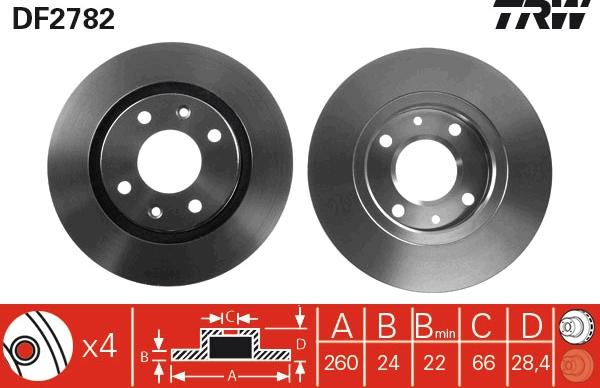 TRW DF2782 - Тормозной диск parts5.com