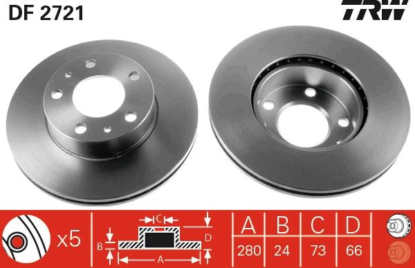 TRW DF2721 - Тормозной диск parts5.com