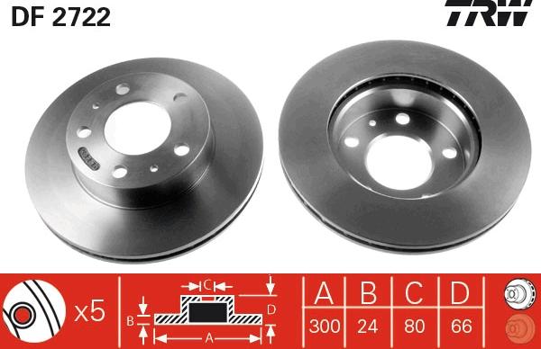 TRW DF2722 - Тормозной диск parts5.com
