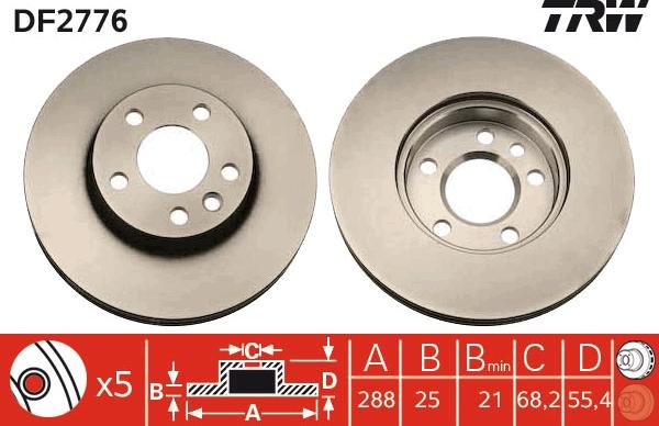 TRW DF2776 - Тормозной диск parts5.com