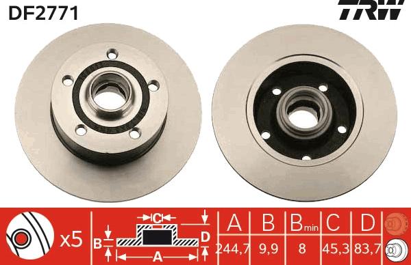 TRW DF2771 - Тормозной диск parts5.com