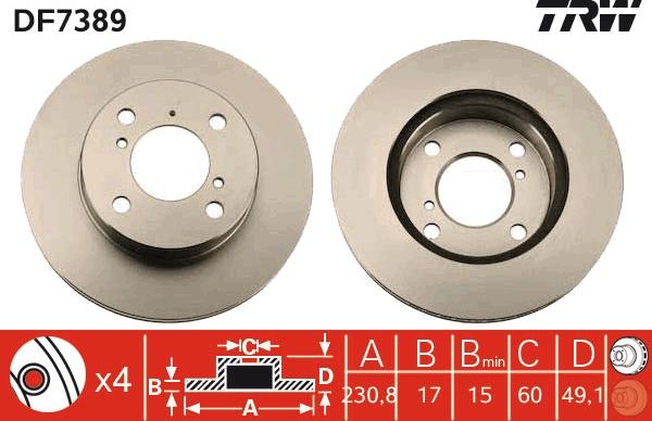 TRW DF7389 - Тормозной диск parts5.com