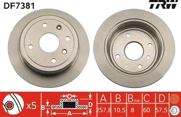 TRW DF7381 - Тормозной диск parts5.com