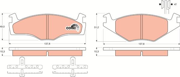 TRW GDB459 - Тормозные колодки, дисковые, комплект parts5.com